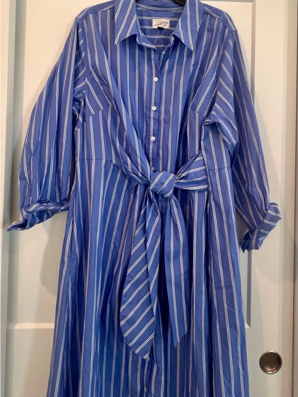 Universal Thread Blue Striped Shirt Dress XXL Tie Waist Cotton NWT - Picture 6 of 8